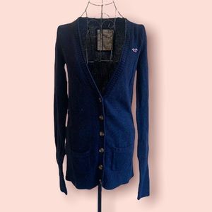 Holllister long cardigan…button front with pockets sz L but runs small
